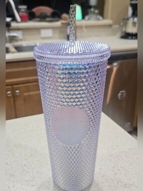 STARBUCKS TUMBLER, with Straw, NEW, OPALESSANT Starbucks Tumbler